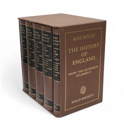 Folio Society: Winston S Churchill 'The Second World War' six volumes in two slip cases and Thomas Babington Macaulay 'The History of England' five volumes in slip case