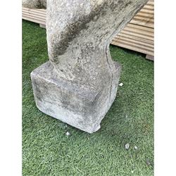 Cast stone garden horse head figure, H60, P55, W25 - THIS LOT IS TO BE COLLECTED BY APPOINTMENT FROM DUGGLEBY STORAGE, GREAT HILL, EASTFIELD, SCARBOROUGH, YO11 3TX