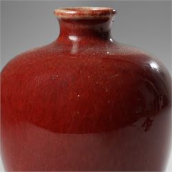 Chinese sang de boeuf glazed meiping vase, H13cm 