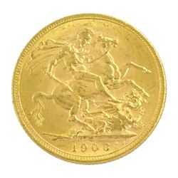 King Edward VII 1906 gold full sovereign coin, Melbourne mint