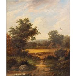 William Lara (British fl.c.1840-1860): Harvest Landscape, oil on canvas unsigned 60cm x 50cm 