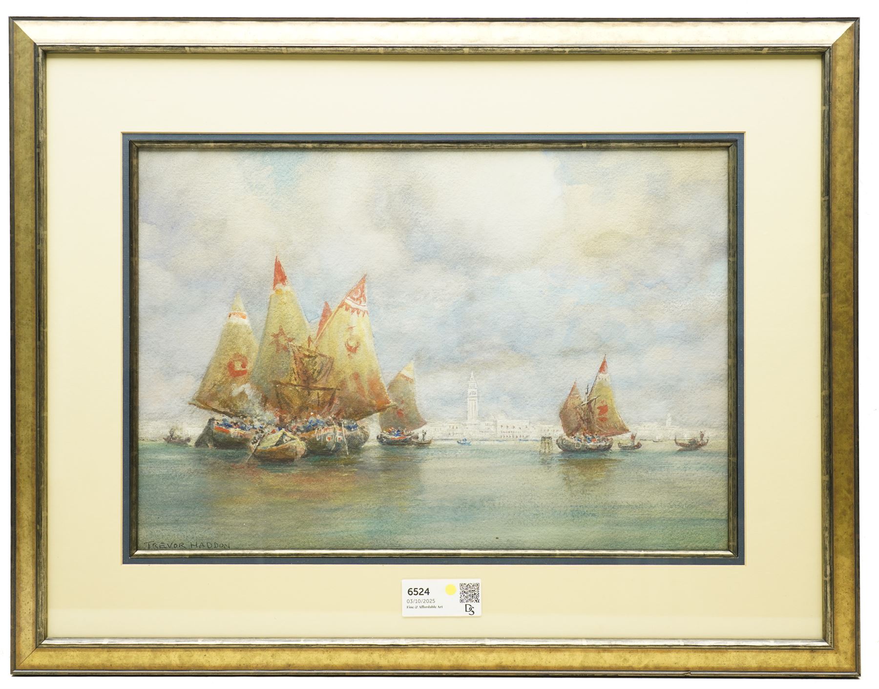 Arthur Trevor Haddon (British 1864-1941): Sailing Ships and Gondoliers - Venice, watercolour signed 32cm x 47cm