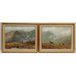 Vittorio (Victor) Antonio Cirefice (Welsh 1949-): 'Waiting for a Suitable Head to Appear' and a similar Scottish Highlands view, pair oils on canvas signed, inscribed verso 35cm x 45cm (2)