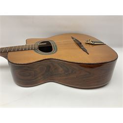Spanish Gitano Manuel Rodriguez EMC1 Maccaferri acoustic guitar, c2000, the cedar top with D-hole, L98cm overall; in lightweight hard carrying case.