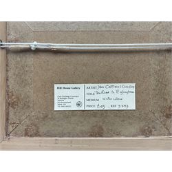 Henry George Walker (British 1876-1932): The Village Inn, etching with hand colouring; English School (Early 20th Century): Whitby Boats, watercolour unsigned; Hubert Ernest Bulmer (British 1874-1963): 'The Lodge - North Stainley Hall Nr Ripon', watercolour signed titled and dated 1948; John Cartmel Crossley (British 1933-?): 'The Road to Eglingham', watercolour signed, titled verso max 24cm x 34cm (4)