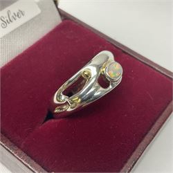 Silver 14ct gold wire opal ring, stamped 925, boxed 