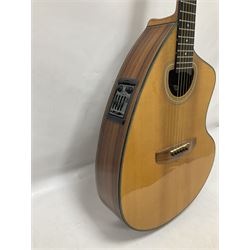Brazilian Giannini Craviola six string acoustic guitar, with Fishman Premium Blend onboard pickup, in fitted hard case 