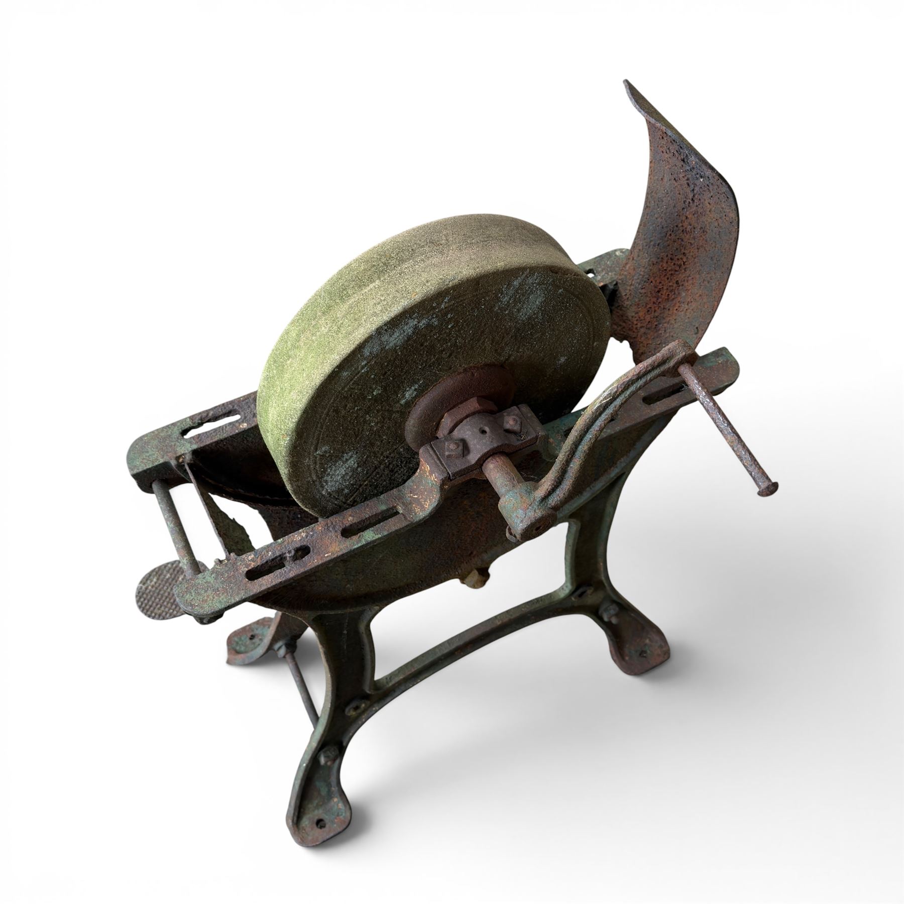 19th century cast iron pedal operated grinding stone