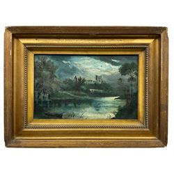 Walter Linsley Meegan (British c1860-1944): Fountains Abbey by Moonlight, oil on canvas unsigned 18cm x 29cm