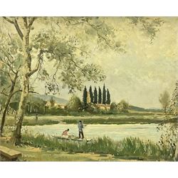 Alan J Brewer (20th Century): 'Lake Banyoles Girona', on board signed, titled verso 46cm x 57cm 
Provenance: purchased David Duggleby Ltd 29th July 2002 Lot 409