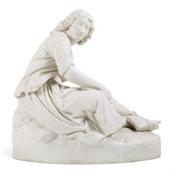 Parian porcelain figure Mending the Net, impressed 