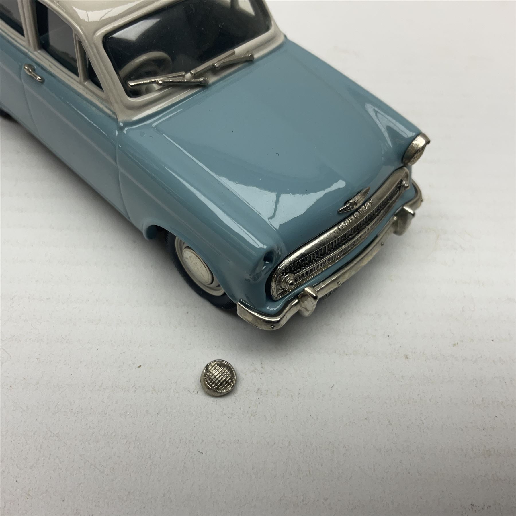 Four Lansdowne Models 1:43 scale models - 1956 Hillman minx Series 1 (Pearl grey over Fiesta blue); 1957 Hillman Husky Series 1 (Seacrest green/foam grey); 1960 Ford Consul MkII (Imperial maroon/smoke grey); and 1972 Vauxhall Ventora 3300 MkII; all boxed (4)