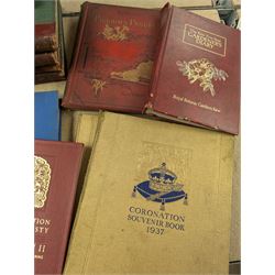 Collection of Victorian and later books, including two Punch volumes 1894 and four others, Coronation souvenir books and similar