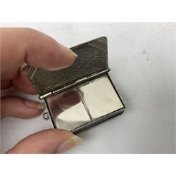 Edwardian silver plated combination vesta case and stamp holder in the form of a book, by CEB & Co, Reg. 387671, L5cm