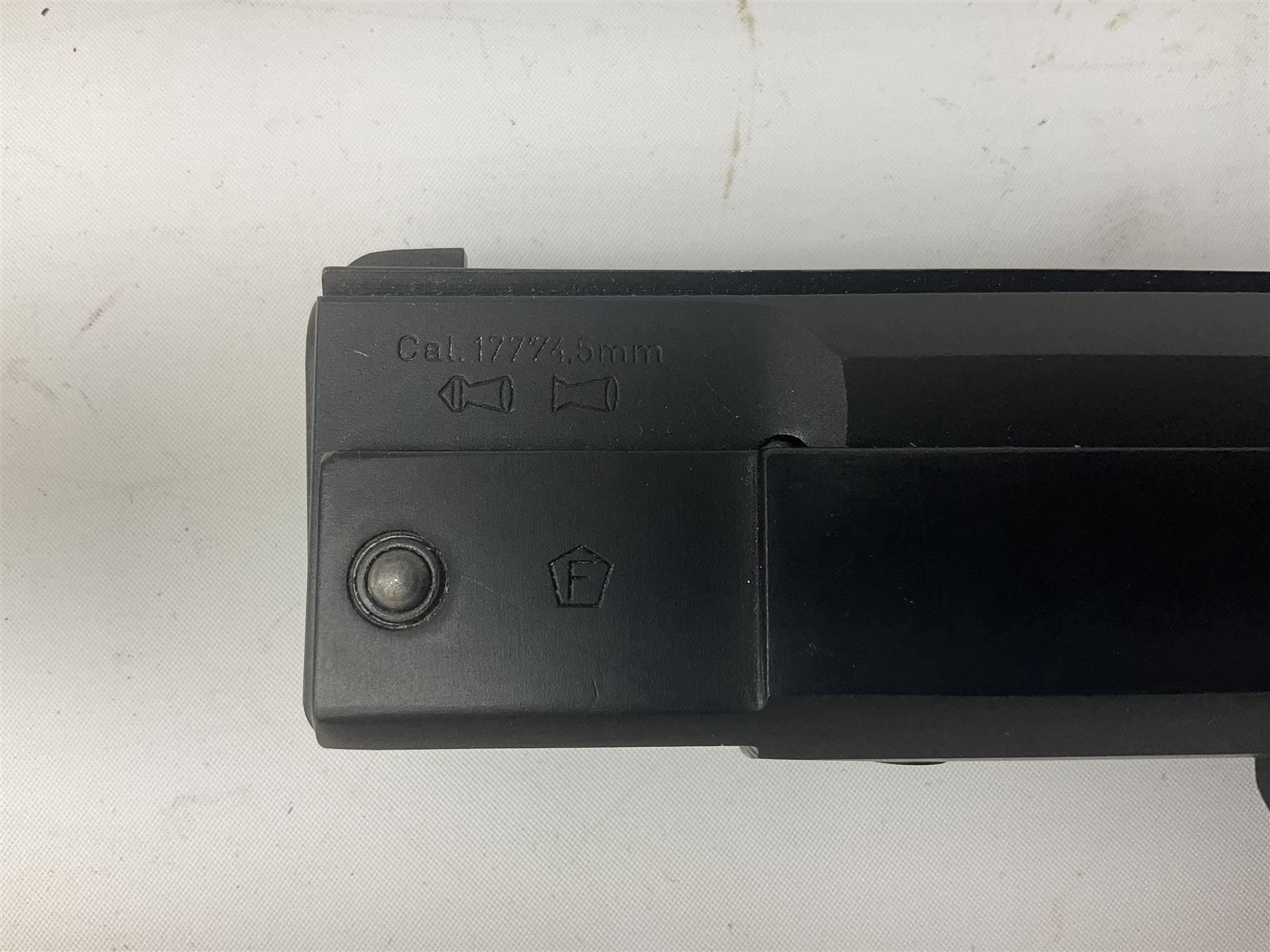 H. Weihrauch HW45 air pistol, .177 calibre, over-lever mechanism, chequered grip No.372679 L31cm; and quantity of pellets