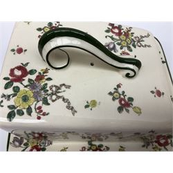 Royal Doulton part dinner service in Old Leeds Sprays pattern,  to include cheese dome, teapot and stand, egg cups etc, together with a selection of floral doilies.  