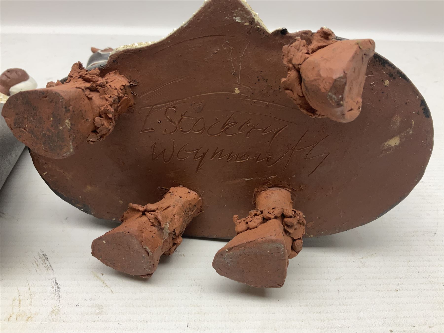 Leonard Stockley; two studio pottery figures modelled as a king and queen upon horses, both signed beneath,  H25cm