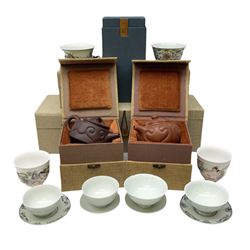 Two Chinese Yixing teapots, Chinese tea 