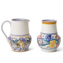 Collection of Poole pottery wares, five stamped with Carter Stabler Adams marks to base, in typical colours with stylised patterns, including grapes and flowers, impressed and painted marks to base, largest H20cm (6)