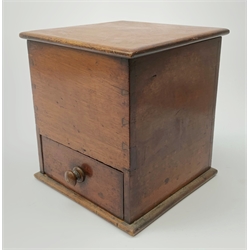 A Victorian mahogany ballot box, detailed Yes and No, H25cm, with six red, one black, and one white clay balls, probably of the same period. 