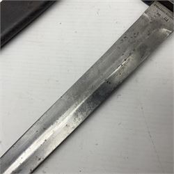British Pattern 1888 knife bayonet, the 30cm double edged blade by Sanderson with central raised medial ridge and various marks to the ricasso including date code 12 98; in leather covered scabbard with various stamped marks L44cm overall