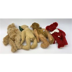 Handmade red teddy bear by Marcia Hill, Loxahatchee, Florida H15