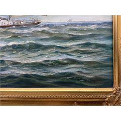 Brian Mays (British 1938-2005): 'Sir Winston Churchill' - Study of a Three Masted Topsail Schooner, oil on canvas signed, titled verso 49.5cm x 75cm 
Provenance: direct from the family of the artist.