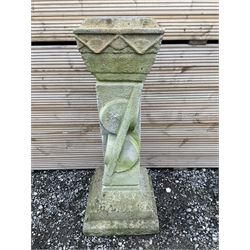Three-piece stone sundial, on contemporary geometric design square pedestal - THIS LOT IS TO BE COLLECTED BY APPOINTMENT FROM DUGGLEBY STORAGE, GREAT HILL, EASTFIELD, SCARBOROUGH, YO11 3TX