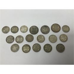 King George V British West Africa 1916 two shillings coin, King George VI Australia 1943 shilling, United States of America 1887 Morgan dollar, Bahrain 1968 500 fils silver coin, Maria Theresa restrike thaler and other coinage 