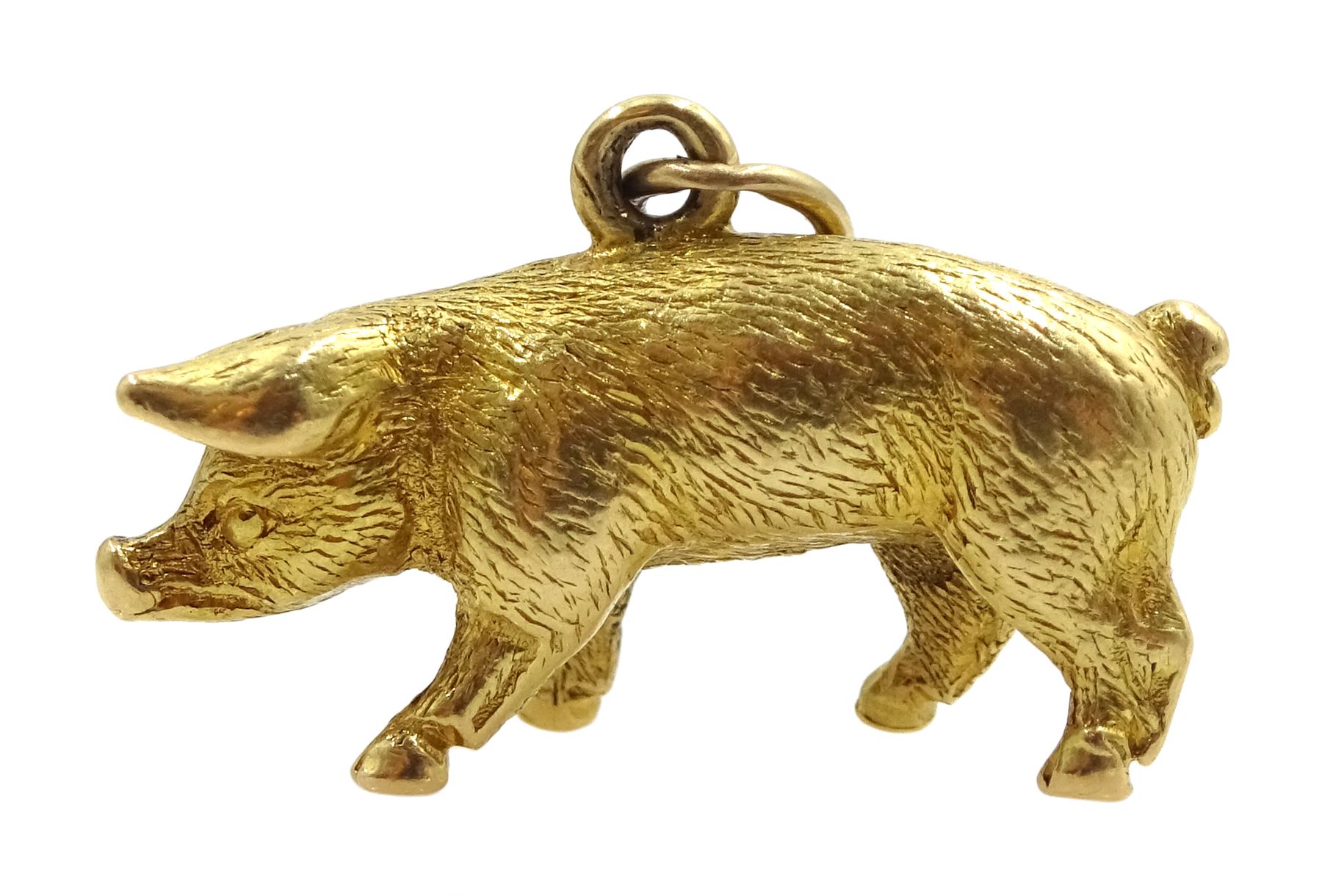 Gold pig pendant/charm, stamped 18ct, approx 6.15gm