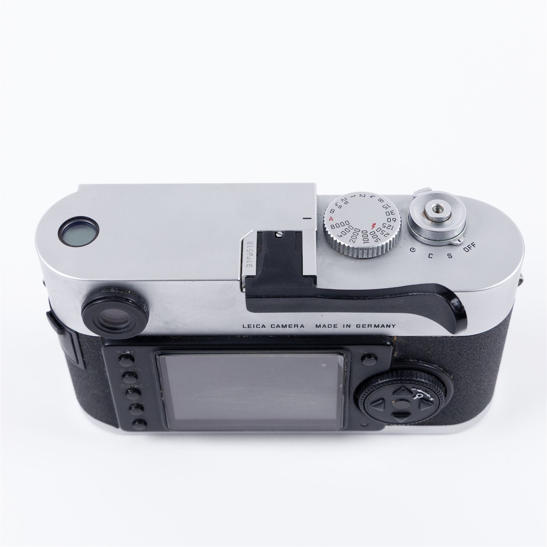 Leica M8 digital rangefinder camera body, with chrome finish, serial number 3196518, circa 2007, in original inner and outer boxes with charger and instructions 
