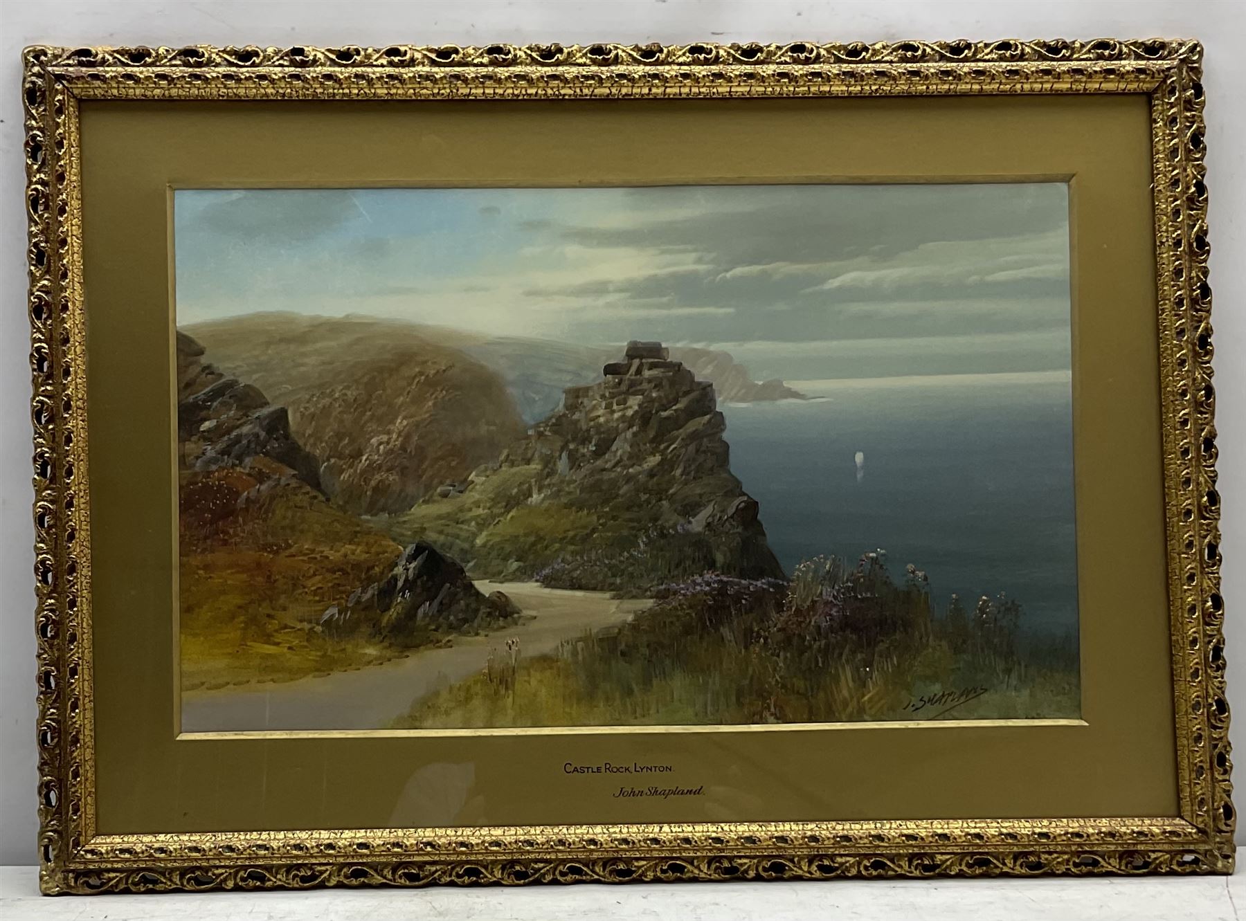 John Shapland (British 1865-1929): 'Castle Rock Lynton' and 'Lulworth Cove West', pair watercolours signed, titled on the original mounts 28cm x 46cm (2)