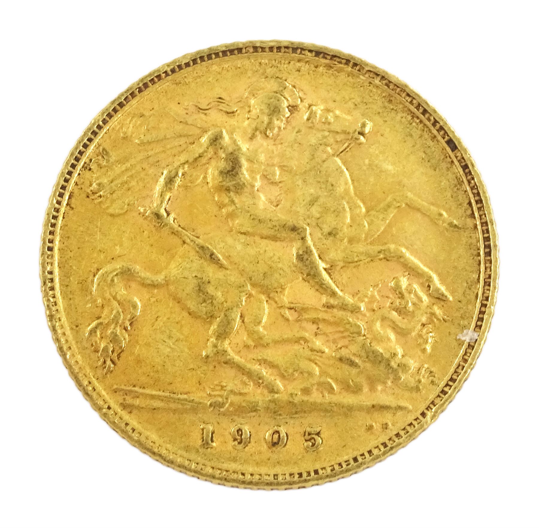 King Edward VII 1905 gold half sovereign coin