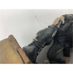 Terry Pratchett Discworld figures, comprising Roderick the hippo, DWE2, a 1995 event piece, Rincewind bookend, DW11, Death bookend, DW12, Librarians wizard knob, boxed, DW55, the luggage, boxed, DW04, tankard from the mended drum, DW21, Teppic the assassin, DW32, Greebo, DW45, Herne the hunted, DW64, Gaspode,  DW31, Quoth on skull, DW49 and Dibbler's compass DW16. 