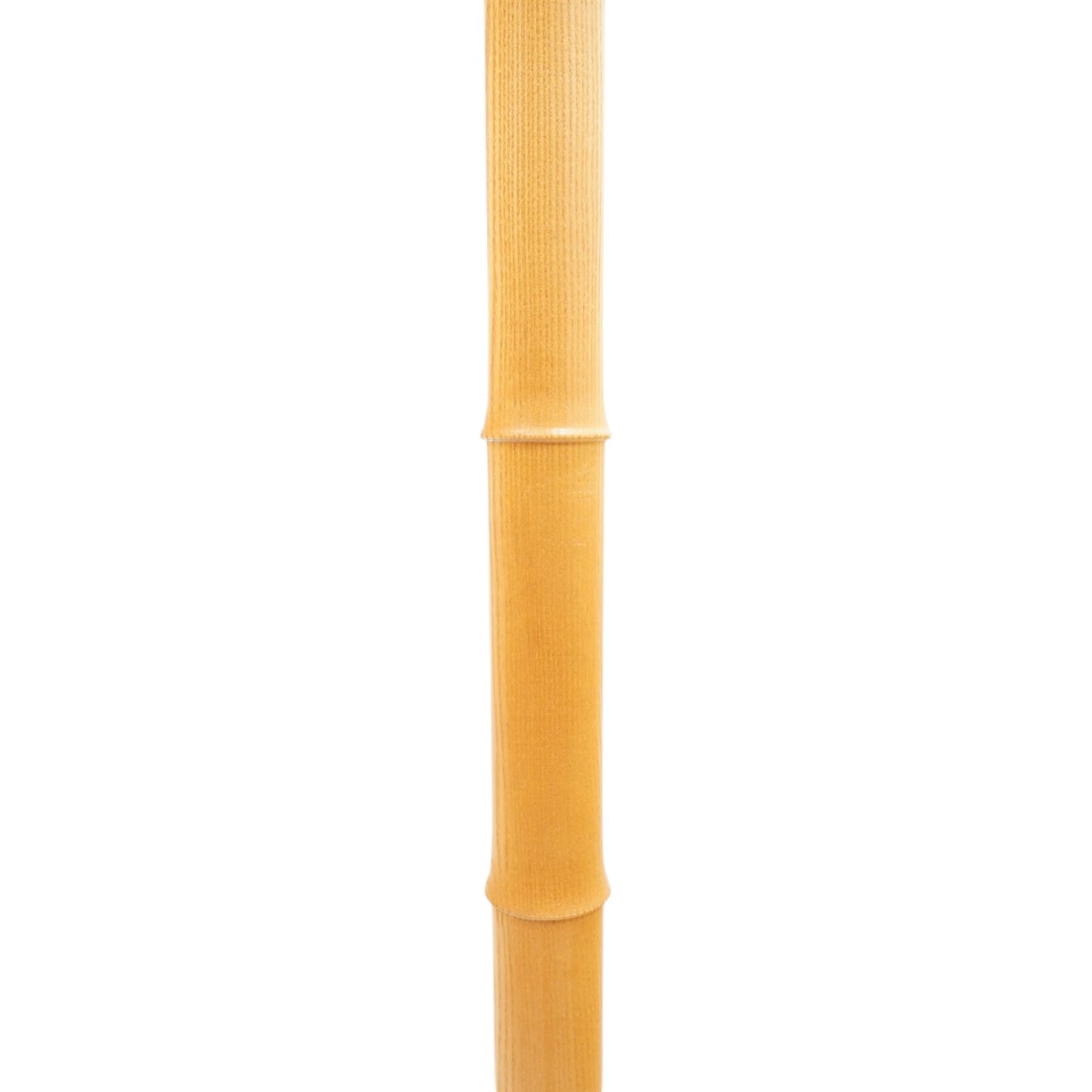 Treske - ash standard lamp, brass light fitting, turned column, on a circular base 
