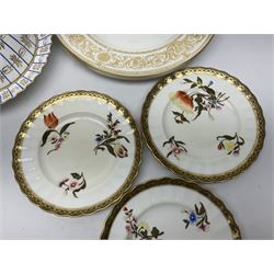Four Royal Worcester Hyde Park pattern plates, together with other Royal Worcester and Coalport ceramics 