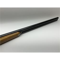 Spanish Master 12-bore side-by-side double barrel boxlock ejector sporting gun, 70.5cm barrels, pale walnut stock with chequered grip and plain fore-end and thumb safety, serial no.130828, L113cm SHOTGUN CERTIFICATE REQUIRED