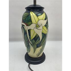 Moorcroft table lamp, Sesquipedale pattern of of baluster form, with shade  H21cm
