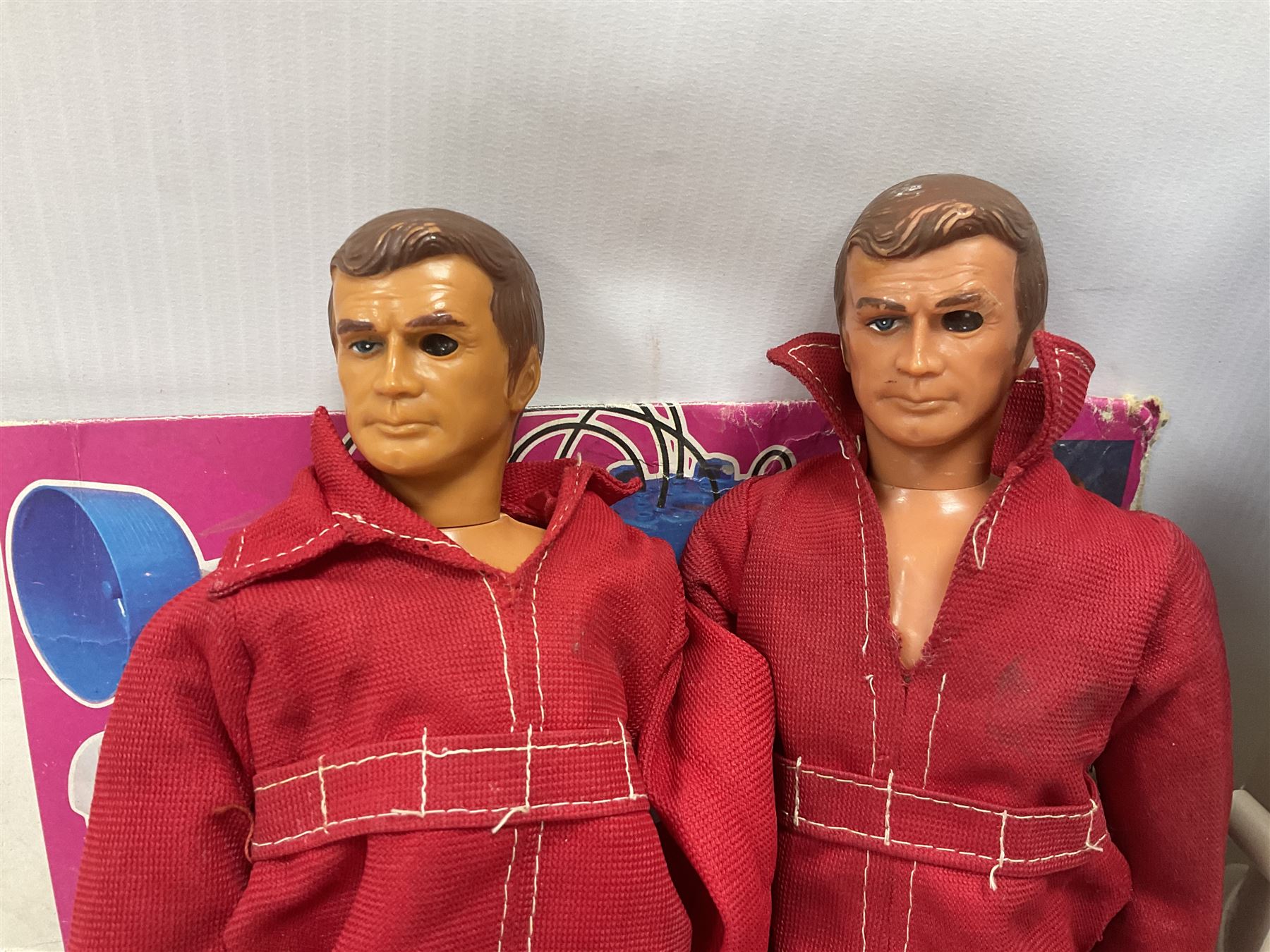 Six Million Dollar Man - two 1975 Bionic Transport and Repair Stations with related figures, further accessories and boxes