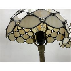 Pair of Tiffany style table lamps with leaded shades, H38cm