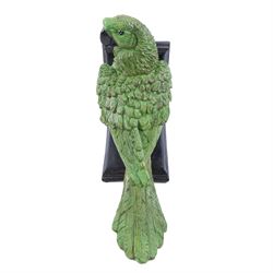 Pair green parrot bookends, H22cm