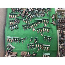 Painted metal wargame figures - over four hundred and sixty including Napoleonic, Dragoons, Line, horse-drawn and other Artillery, mounted etc; individuals and ranks of two, three and four; various scales including 20mm, 25mm etc