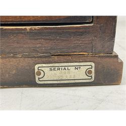 1930s Marconi model 296 valve radio, with Bakelite knobs and trim and 'M' over speaker fret, H40cm W46cm D27cm, together with 1930s Ferguson 702 valve radio with Bakelite knobs, H47cm