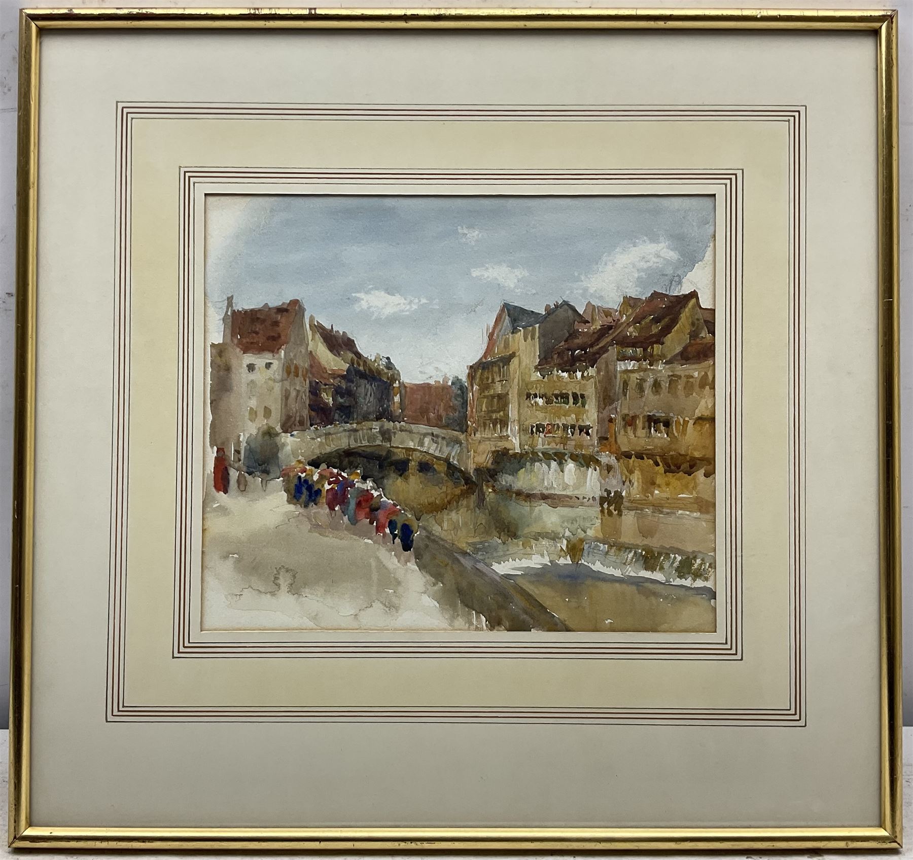 Henry Silkstone Hopwood (Staithes Group 1860-1914): Canal Scene 'Nuremberg', watercolour unsigned, titled and dated 1899 verso 23cm x 26.5cm 
Provenance: private collection, purchased David Duggleby Ltd 7th December 2015 Lot 213