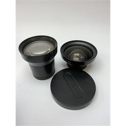 Vintage cameras lenses and accessories including Olympus 'OM10' camera body, Olympus 'OM4' camera, 'Olympus OM-System Zuiko auto-zoom 35-70mm 1:4' lens, various other lenses, tasco binoculars etc, in one box