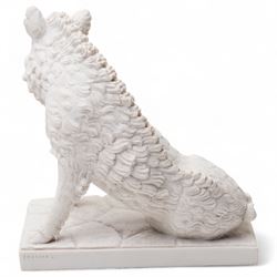 Modern sculpture of a boar, the base inset with an 'Arts and Commerce Promoted' medallion and marked 'England' on rectangular base H22cm