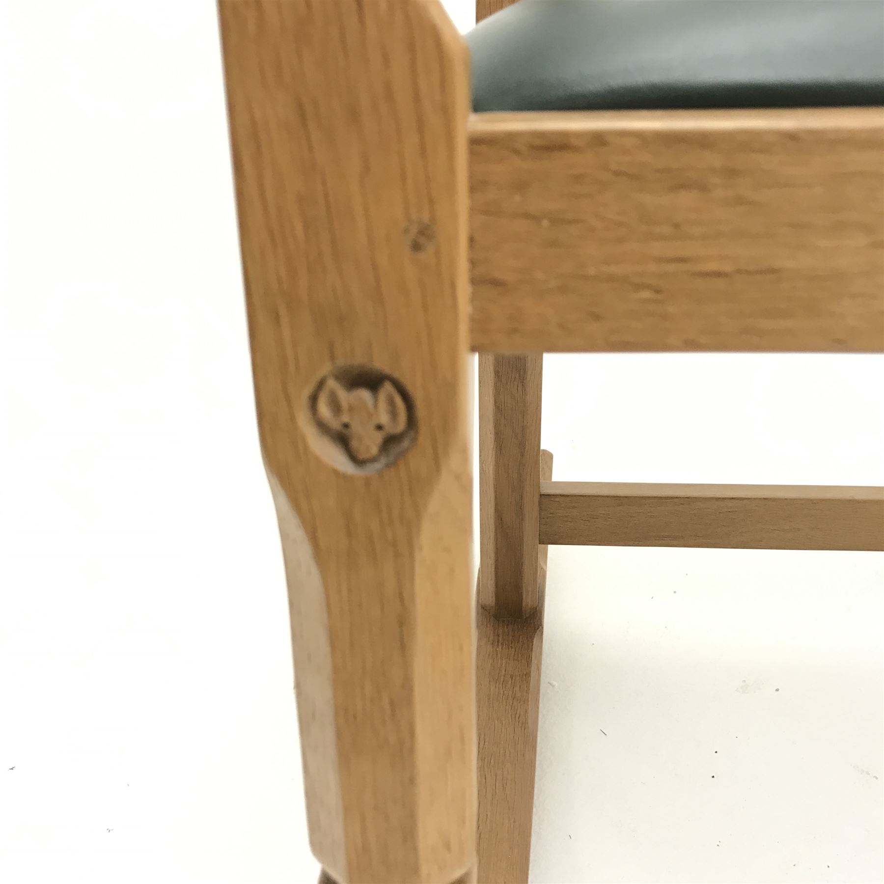 'Foxman' oak rocking chair, arched cresting rail over carved and pierced lattice splat, by Malcolm Pipes of Carlton Husthwaite, Thirsk, W55cm, H108cm, D76cm