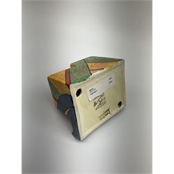 A Clarice Cliff Bizarre Cafe au lait double cube inkwell with pen tray, decorated in the Berries pattern, with printed mark to base, and shape number 462, H7cm W10cm. 