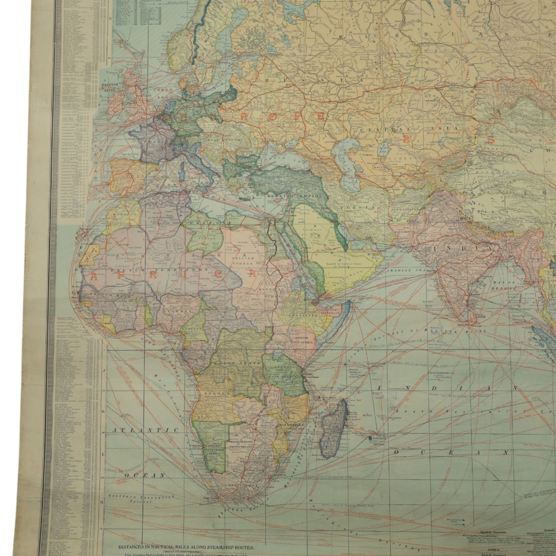 The Scarborough Company (London c.1907): 'Scarborough's Map of the World', double-sided rolled map on waxed silk, showing North America and South America recto, and Europe, Asia, Africa and Australasia verso, 101cm x 101cm
