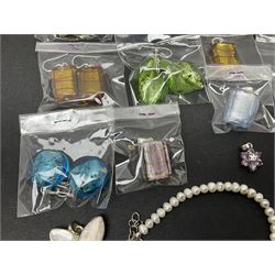 Ola Gorie silver spiral design necklace, hallmarked, together with a collection of beaded silver jewellery 